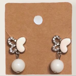 White Butterfly Stud Earrings